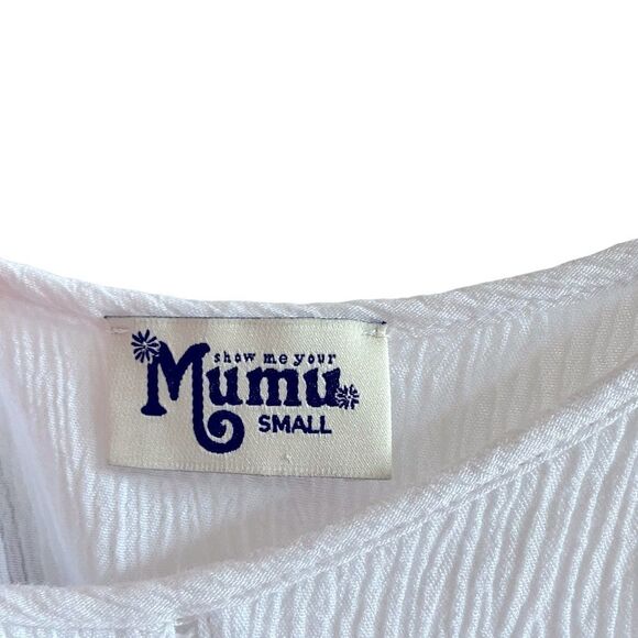 SHOW ME YOUR MUMU Bell Sleeve Cold Shoulder Blouse White Size Small - Picture 5 of 6